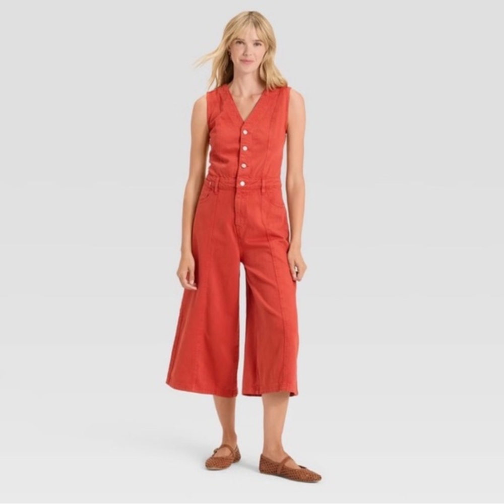 Universal Thread Vibrant Red Sleeveless Jumpsuit